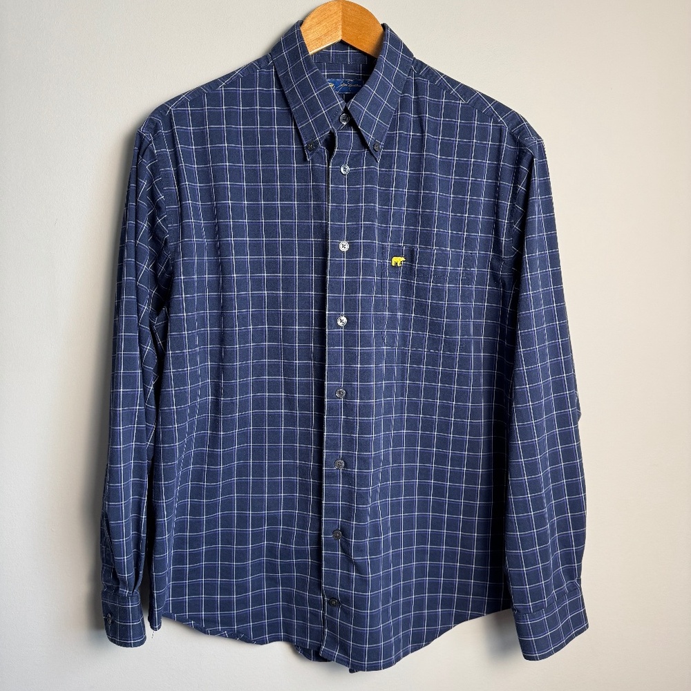Jack Nicklaus Men's Long Sleeve Check Button Up Casual Dress Shirt Navy/Purple M